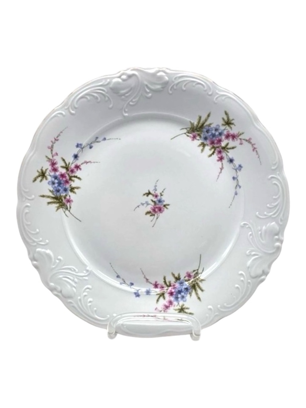 Set Of 4 WAWEL ROSE Floral White Porcelain Dinner Plates 10.25" Made in Poland